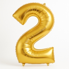 50-Inch Gold Foil Number 2 Balloon - Metallic Finish