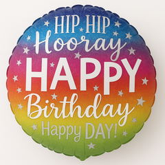 Hip Hip Hooray Happy Birthday Mylar Balloon