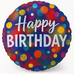Vibrant Polka Dot Happy Birthday 18-inch Foil Balloon