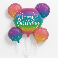 Sparkle Birthday Foil Balloon Bouquet - 5 Piece Set