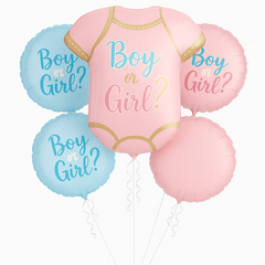 "The Big Reveal" Gender Reveal Balloon Bouquet - 5 Piece Set