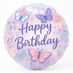 Whimsical Butterfly Happy Birthday Mylar Balloon