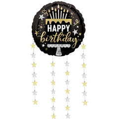 Deluxe Happy Birthday Star Foil Balloon with Dangling Stars