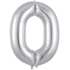 Silver Number 0 Foil SuperShape Balloon