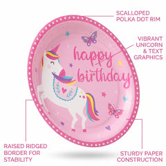 Enchanting Unicorn Birthday Paper Plates - 6.75"