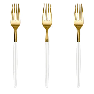 Trendables Forks White/Gold | 20 Count