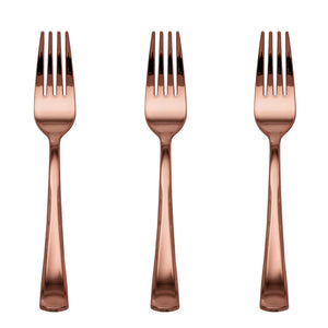 Exquisite Classic Rose Gold Plastic Forks | 120 Count