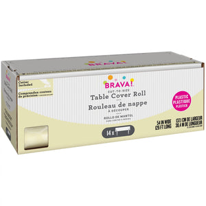 Vanilla Cream Plastic Table Cover Roll with Cutter - 54 x 126 ft