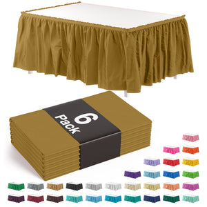 Gold Plastic Table Skirt | 6 Pack - 168 in. x 29 in.