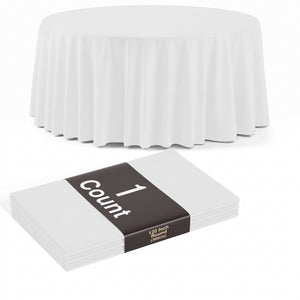 120 in. Premium Round White Plastic Table Cover