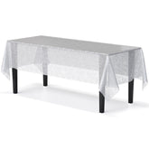 White Floral Plastic Table Cover