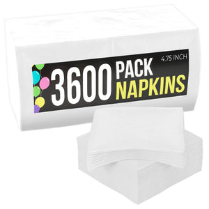White Beverage Napkins | 4.75 in. x 4.75 in. | Case of 3600