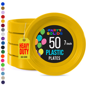 7 in. Yellow Plastic Plates | 50 Count