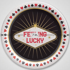 Casino "Feeling Lucky" Round Dessert Plates - 7" Paper, 8-Pack