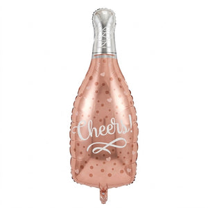 "Cheers" Rose Gold Champagne Bottle Foil Balloon - Air-Filled