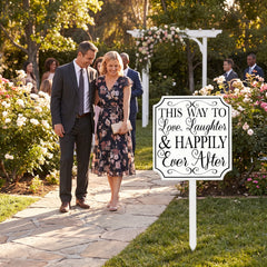 "This Way to Happily Ever After" Wedding Yard Stake Sign