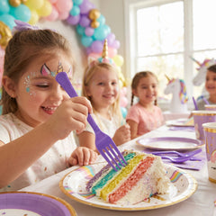 Purple Plastic Forks - Heavyweight Disposable Party Cutlery, 7.5 In. Durable Colored Plastic Silverware for Events, Birthdays, Catering