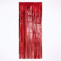 Vibrant Apple Red Metallic Door Curtain - 3' x 8'