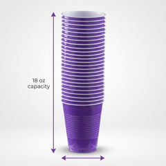 Vibrant Purple 18oz Plastic Party Cups - 50 Pack