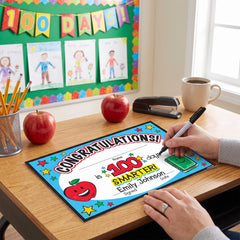 100th Day of School Achievement Certificate