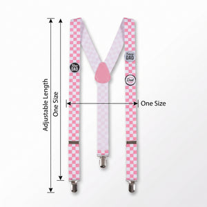 "Future Dad" Pink Checkered Suspenders for Baby Showers