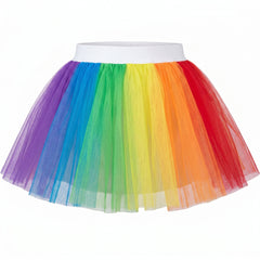 Rainbow Tutu Skirt for Kids - Layered Tulle Costume Accessory with Elastic Waist, Colorful Girls Dance Skirt for Parties, Pride, Halloween, One Size