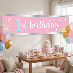 Butterfly Garden 1st Birthday Banner