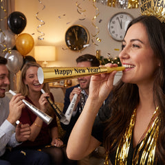 Metallic Fringe New Year's Eve Horns - 8 Pack