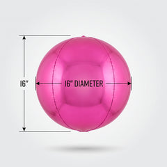 16" Bright Pink Orbz Mylar Balloon