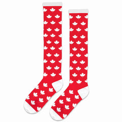 Canada Day Maple Leaf Knee-High Socks