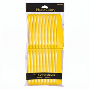 Yellow Sunshine Plastic Knives - 7.5 in. - 20 Pack