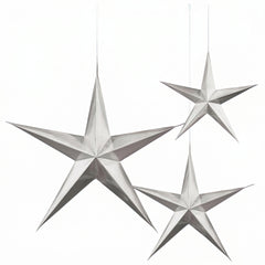 Silver 3D Hanging Star Decorations