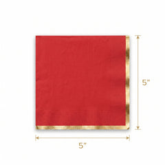 Elegant Red Hot Stamped Beverage Napkins - 5 In. X 5 In.