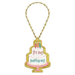 Happy Cake Day Beaded Necklace with Birthday Cake Pendant