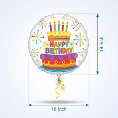 Colorful Cake Happy Birthday Foil Balloon - 18 Inch