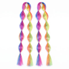 Vibrant Rainbow Bubble Braid Hair Extensions