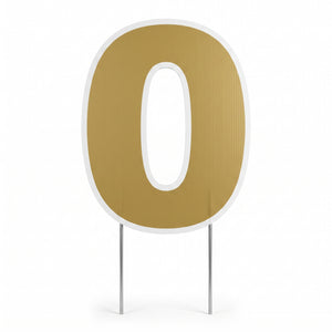 Gold Number 0 Yard Sign for Celebrations