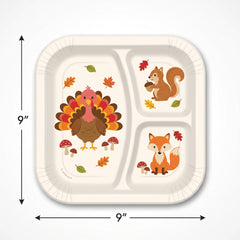 Kids' Thanksgiving Divided Paper Plates - 9" Square