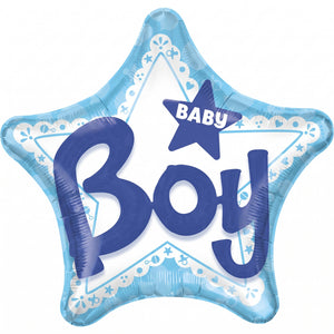 Celebrate Baby Boy Star-Shaped Foil Balloon