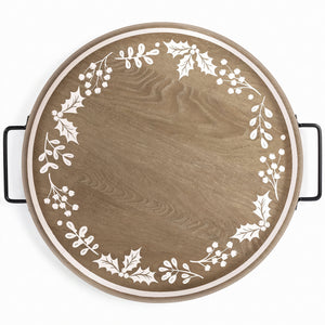 Rustic Christmas Holly Border Tray