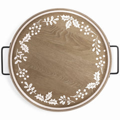 Rustic Christmas Holly Border Tray