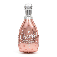 "Cheers" Rose Gold Champagne Bottle Foil Balloon - Air-Filled