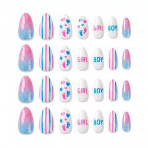 Gender Reveal Baby Shower Faux Nail Set