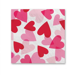 Valentine's Day Heart Party Beverage Napkins - 40 Pack - 5 In. X 5 In.