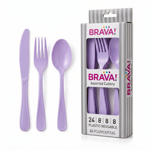 Brava! Lavender Plastic Cutlery Set - 24-Count