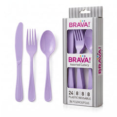 Brava! Lavender Plastic Cutlery Set - 24-Count