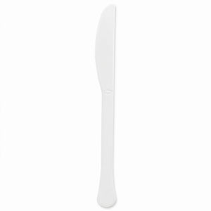 Frosty White Plastic Knives - Solid Color Cutlery - 7.5 in.
