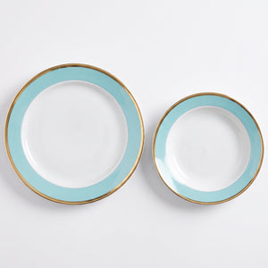 Robin's Egg Blue Premium Plastic Plates with Gold Rim