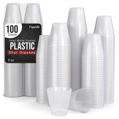 2 Oz. White Pearl Plastic Shot Glasses | 100 Count