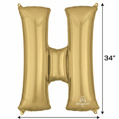 Gold Foil Letter "H" Balloon - Metallic Party Decor